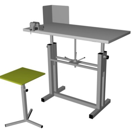 Верстак слесарный школьный (ученический) ВС-4(у) с табуретом,тисками и защитным экраном.